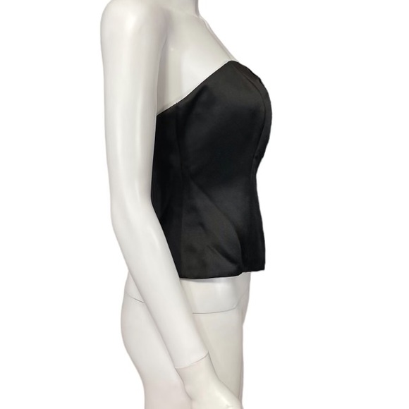 Black Satin Strapless Corset Top Black Satin Chic Date Night - Picture 4 of 6